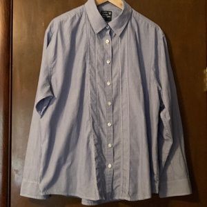 American Eagle boyfriend fit blue and white striped button-down shirt